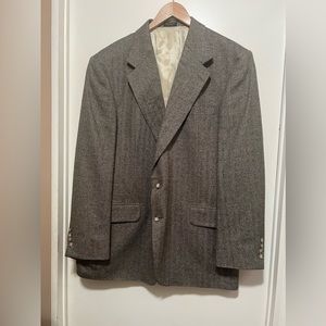 Oscar de la Renta Men's Brown Silk Wool Sport Coat Jacket Blazer 44 R Two Button